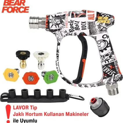 Lavor Serisi Bear Force Pop-Art Tasarım Araç Yıkama Tabancası 5li Nozzle Set